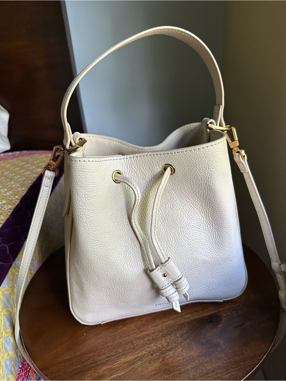 Fossil Tessa Leather Bucket Crossbody Bag Cream White NWOT SHB3172